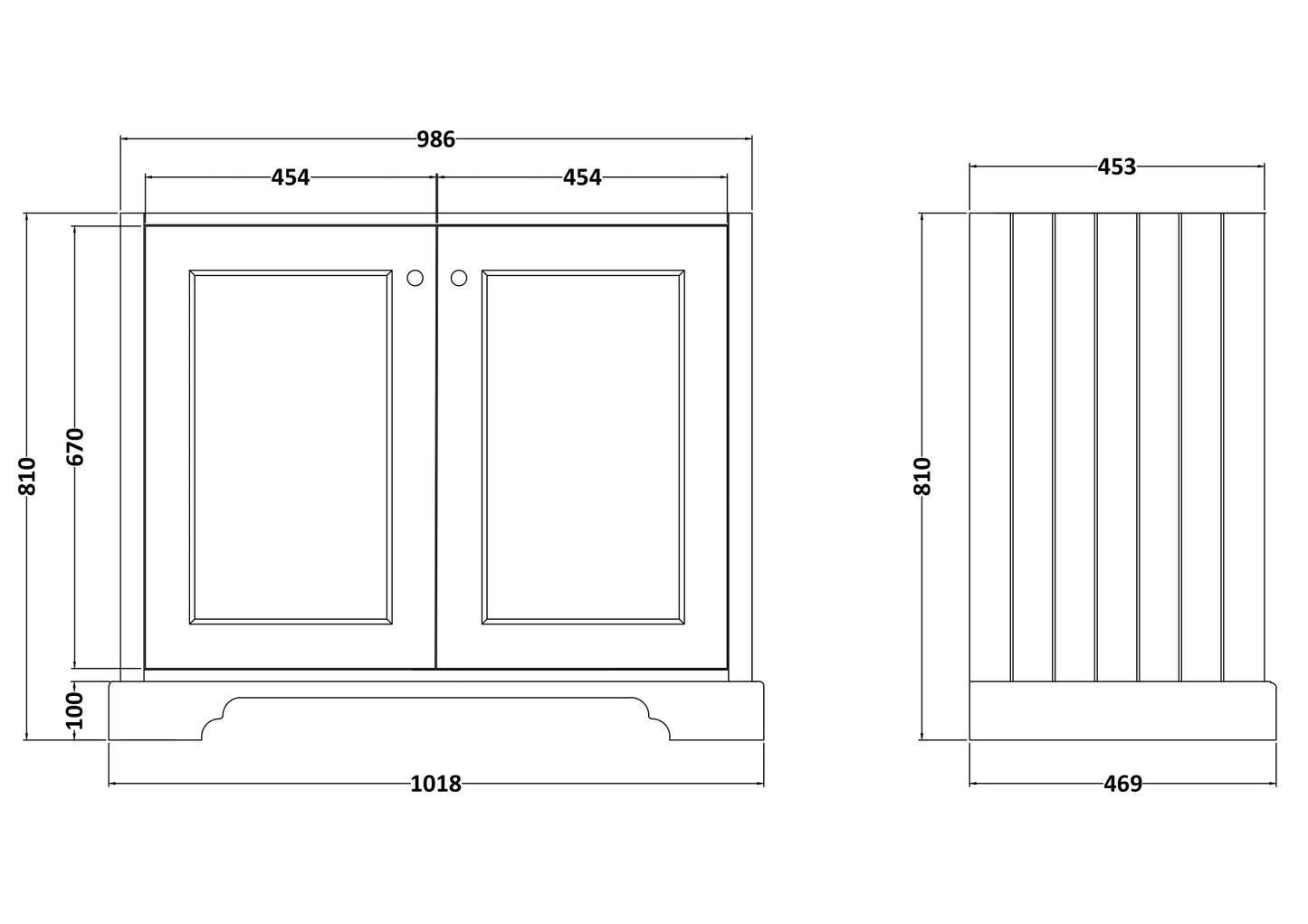 Bayswater 1000mm 2-Door Basin Cabinet