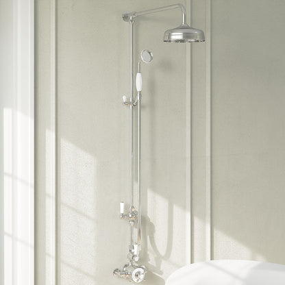 Bayswater Grand Rigid Riser Kit With Diverter, 8" Fixed Apron Head and Handset