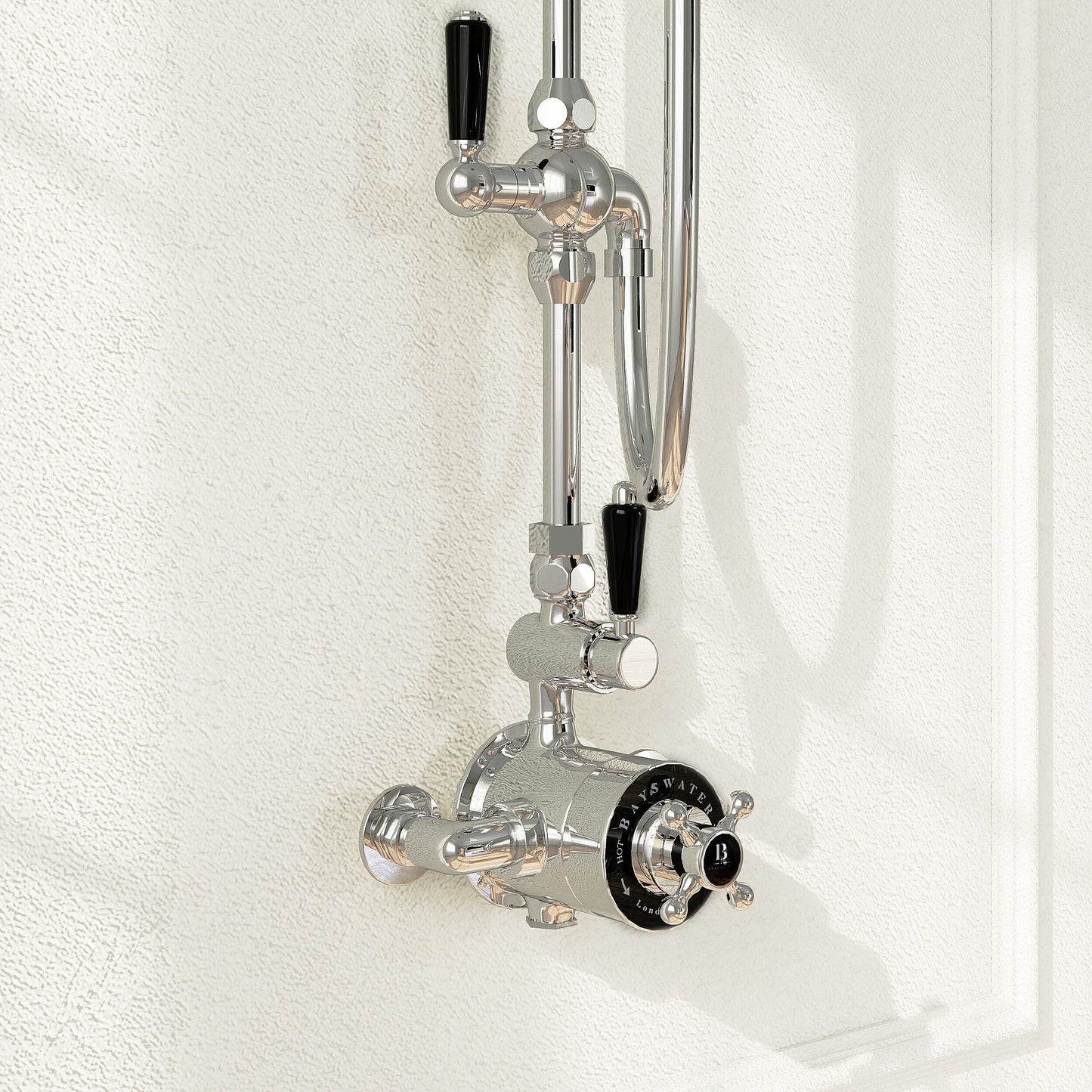 Bayswater Grand Rigid Riser Kit With Diverter, 8" Fixed Apron Head and Handset