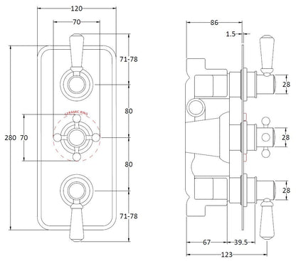 Bayswater Triple Concealed Valve
