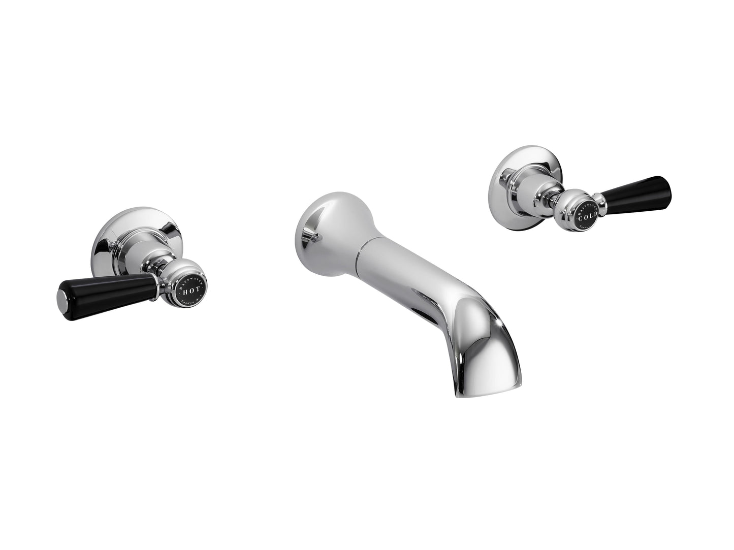 Bayswater 3-Hole Wall Mounted Basin Mixer With Spout Lever & Domed Collar