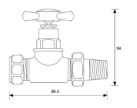 Bayswater Victorian Chrome Straight Crosshead Radiator Valves (Pair)