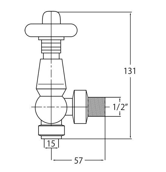 Bayswater Satin Nickel Angled Thermo Radiator Valve