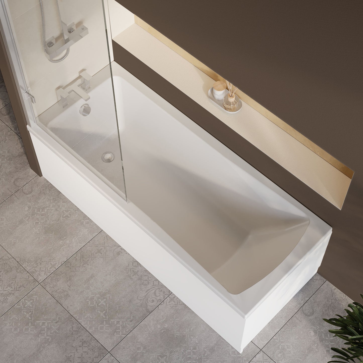 Nuie 1700mm x 700mm White Straight Single Ended Bath, Bath Screen, Side Panel and Leg Set
