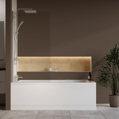 Nuie 1700mm x 750mm White Straight Shower Bath, Bath Screen, Front Panel and Adjustable Leg Set