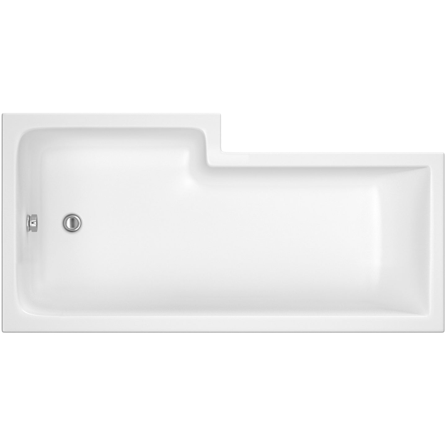 Nuie 1700mm x 850mm White L-Shaped Right Hand Shower Bath, Bath Screen, Side Panel and Leg Set