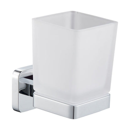 [BB501CR] Wall Mounted Square Bathroom Glass Toothbrush Holder Tumbler - Choice of Finish - Cutout