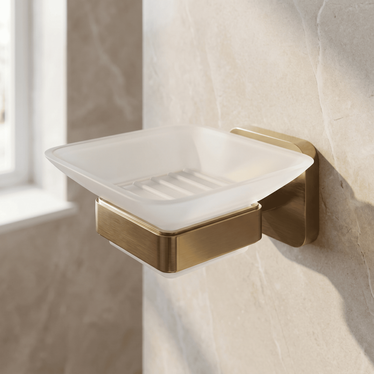 [BB601BB] Wall Mounted Bathroom Soap Holder with Glass Dish - Choice of Finish - Silo