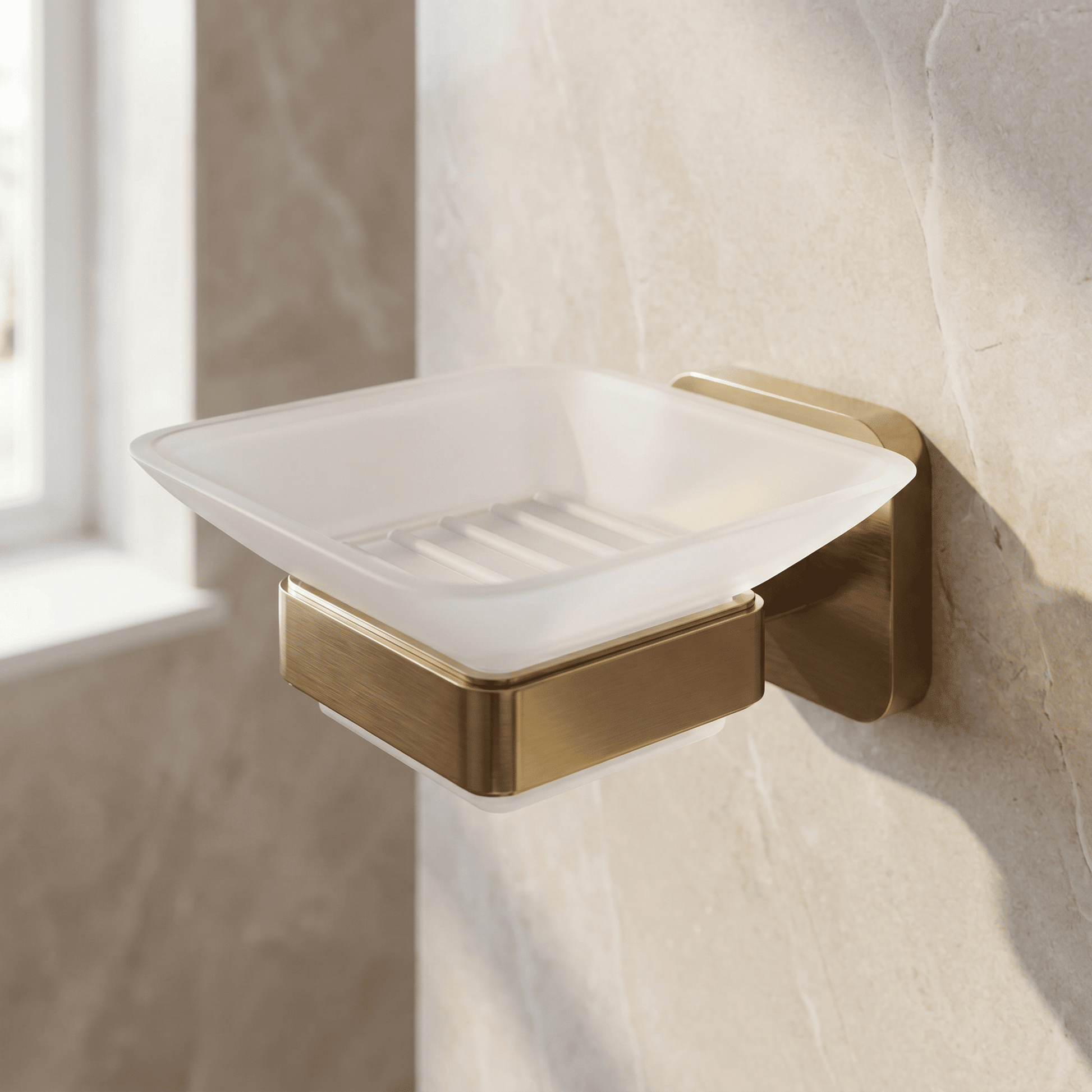 [BB601BB] Wall Mounted Bathroom Soap Holder with Glass Dish - Choice of Finish - Silo