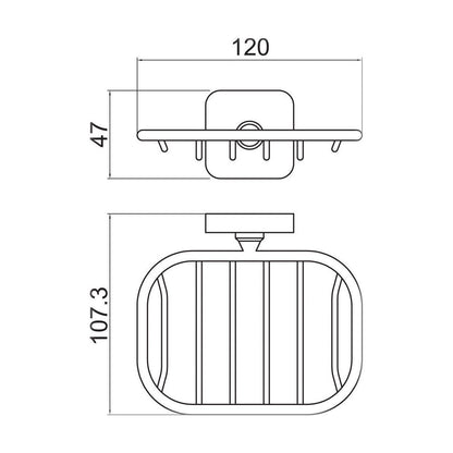 [BB701BB] Wall Mounted Bathroom Soap Holder Basket - Choice of Finish - Technical Drawing
