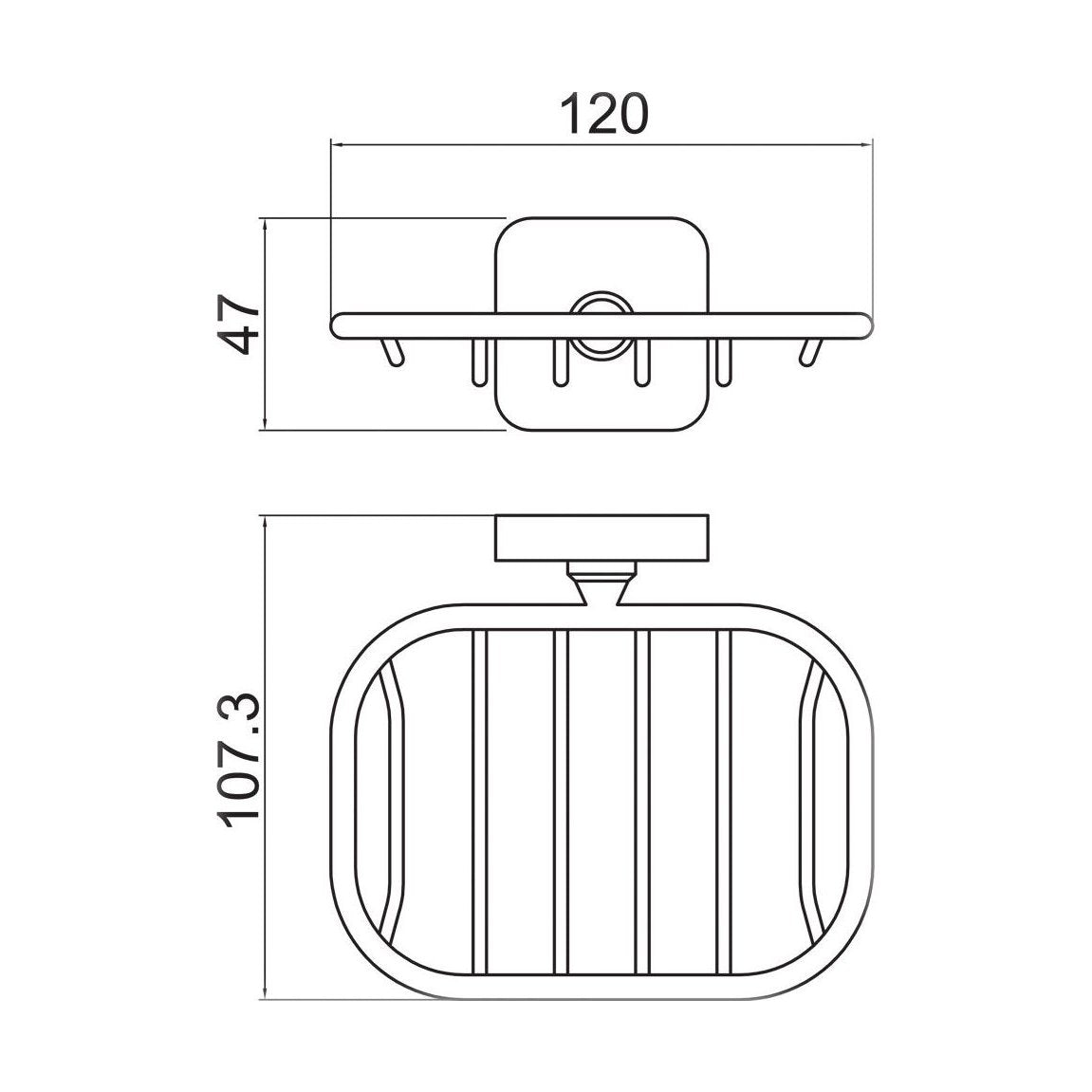 [BB701CR] Wall Mounted Bathroom Soap Holder Basket - Choice of Finish - Technical Drawing