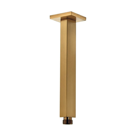 [BB9345BRS] Balterley Modern Bathroom Square Ceiling Mounted Shower Arm Durable Stainless Steel Construction, 220mm - Brushed Brass Finish - Cutout