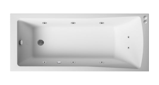 Balterley Modern Square Single Ended Straight Whirlpool Bath with 8 Chrome Jets and Leg Set, 1800 x 800mm