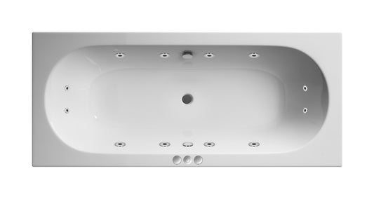 Balterley Modern Round Double Ended Whirlpool Bath with 12 Chrome Jets and Leg Set, 1700 x 700mm