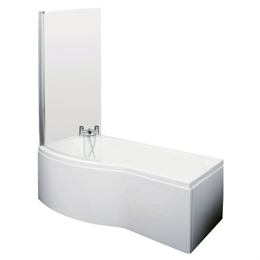 [BBATH07] B Bath Set: B Shaped Shower Bath Tub, Front Panel and Chrome B Bath Screen - Choice of Size - Cutout
