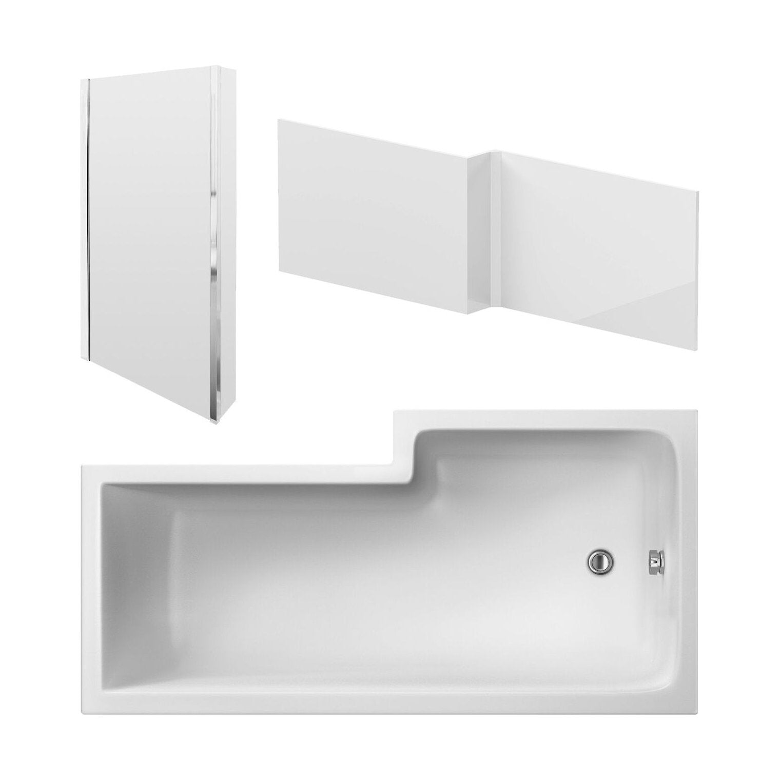 [BBATH13] Balterley 1600mm Left-Hand Square Shower Bath And Panel Set - Cutout