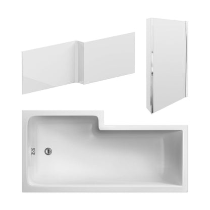 [BBATH16] Balterley 1800mm Right-Hand Square Shower Bath And Panel Set - Cutout