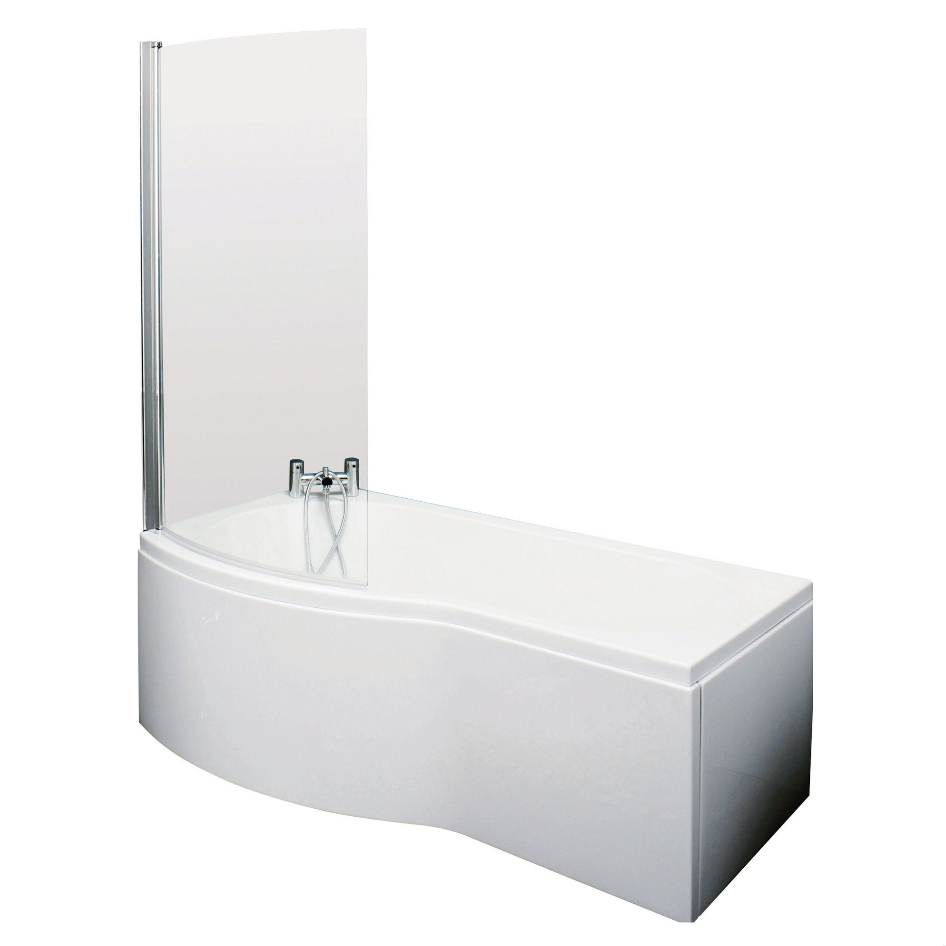 [BBATH20] B Bath Set: B Shaped Shower Bath Tub, Front Panel and Chrome B Bath Screen - Choice of Size - Cutout