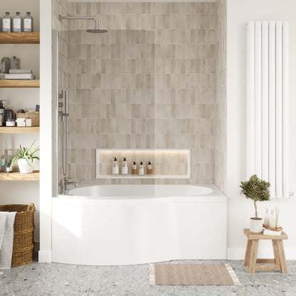 [BBATH20] B Bath Set: B Shaped Shower Bath Tub, Front Panel and Chrome B Bath Screen - Choice of Size - Lifestyle 1