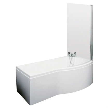 [BBATH21] B Bath Set: B Shaped Shower Bath Tub, Front Panel and Chrome B Bath Screen - Choice of Size - Cutout