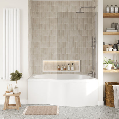 [BBATH21] B Bath Set: B Shaped Shower Bath Tub, Front Panel and Chrome B Bath Screen - Choice of Size - Lifestyle 1