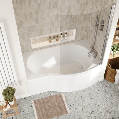 [BBATH21] B Bath Set: B Shaped Shower Bath Tub, Front Panel and Chrome B Bath Screen - Choice of Size - Lifestyle 2