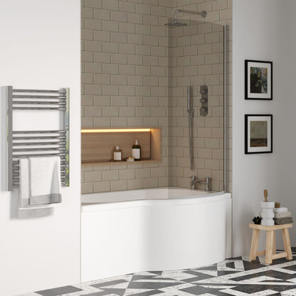 [BBATH25] Balterley 1500 mm Right Hand P Shape Square Shower Bath with Glass Screen & Matching Front Panel Modern White Design - Lifestyle 3