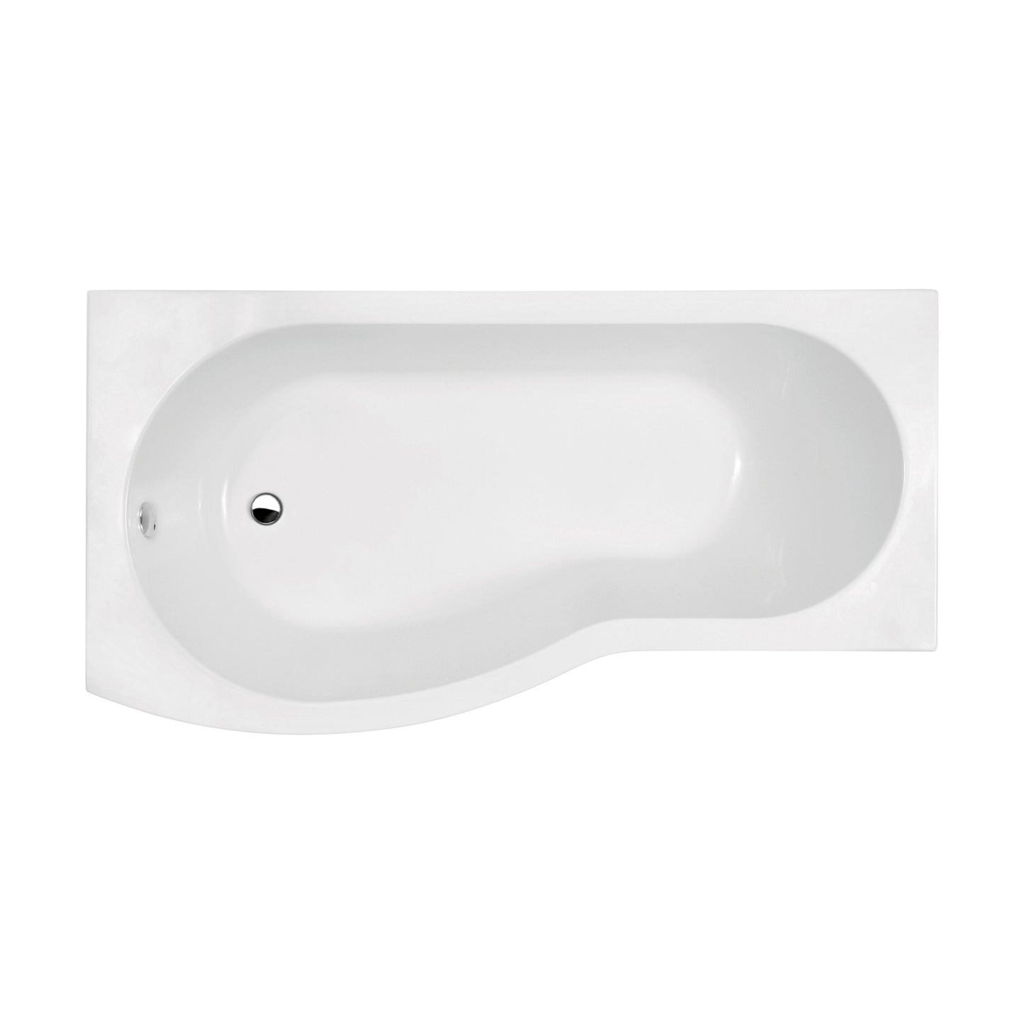 [BBBB1785L] Balterley Modern B Shape Right Hand Shower Bath Tub with Leg Set, 1500mm - White - Cutout