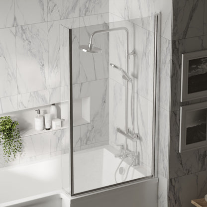 [BBBSBS2] Contemporary 6mm Toughened Safety Glass Reversible L-Shaped Bath Screen Fixed - Lifestyle 3