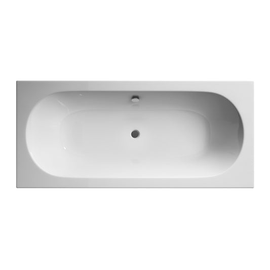 Balterley Modern Double Ended Straight Shower Bath with Leg Set, 1800mm x 800mm (Tap, Waste and Panel Not Included) - White