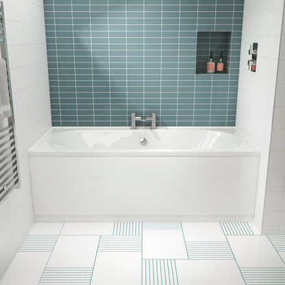 [BBDE514] Balterley Modern Double Ended Straight Shower Bath with Leg Set, 1700mm x 700mm (Tap, Waste and Panel Not Included) - White - Lifestyle 1