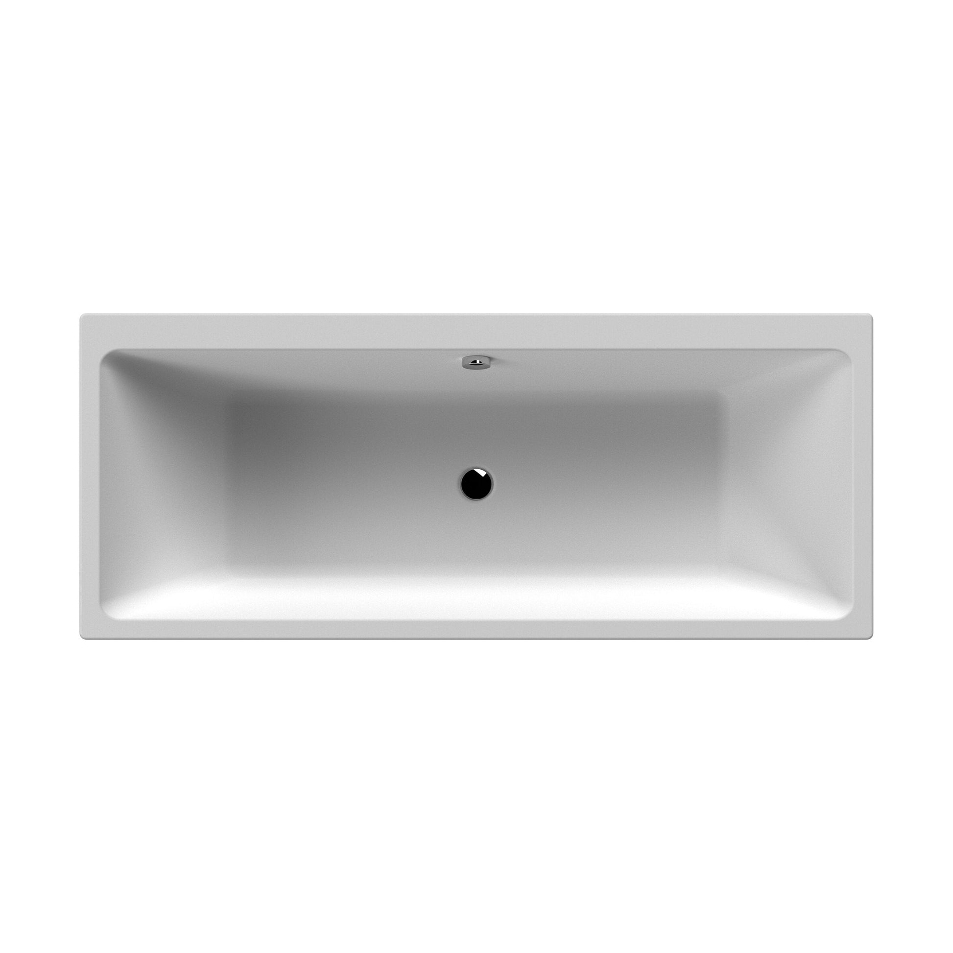 [BBDE914] Balterley Modern Square Thin Edge Double Ended Straight Shower Bath with Leg Set, 1800mm x 800mm - White - Cutout