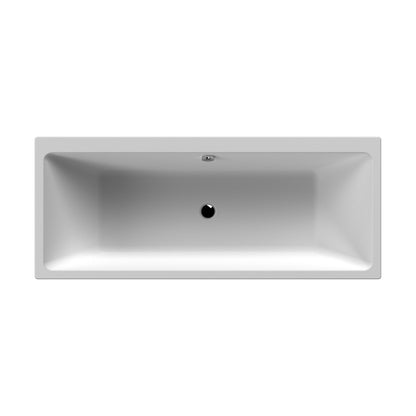 [BBDE914] Balterley Modern Square Thin Edge Double Ended Straight Shower Bath with Leg Set, 1800mm x 800mm - White - Cutout
