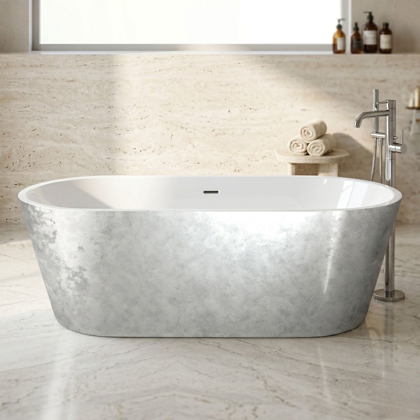 [BBEA101SV] Luxury Modern Freestanding Oval Bath - Choice of Finish & Size - Silo