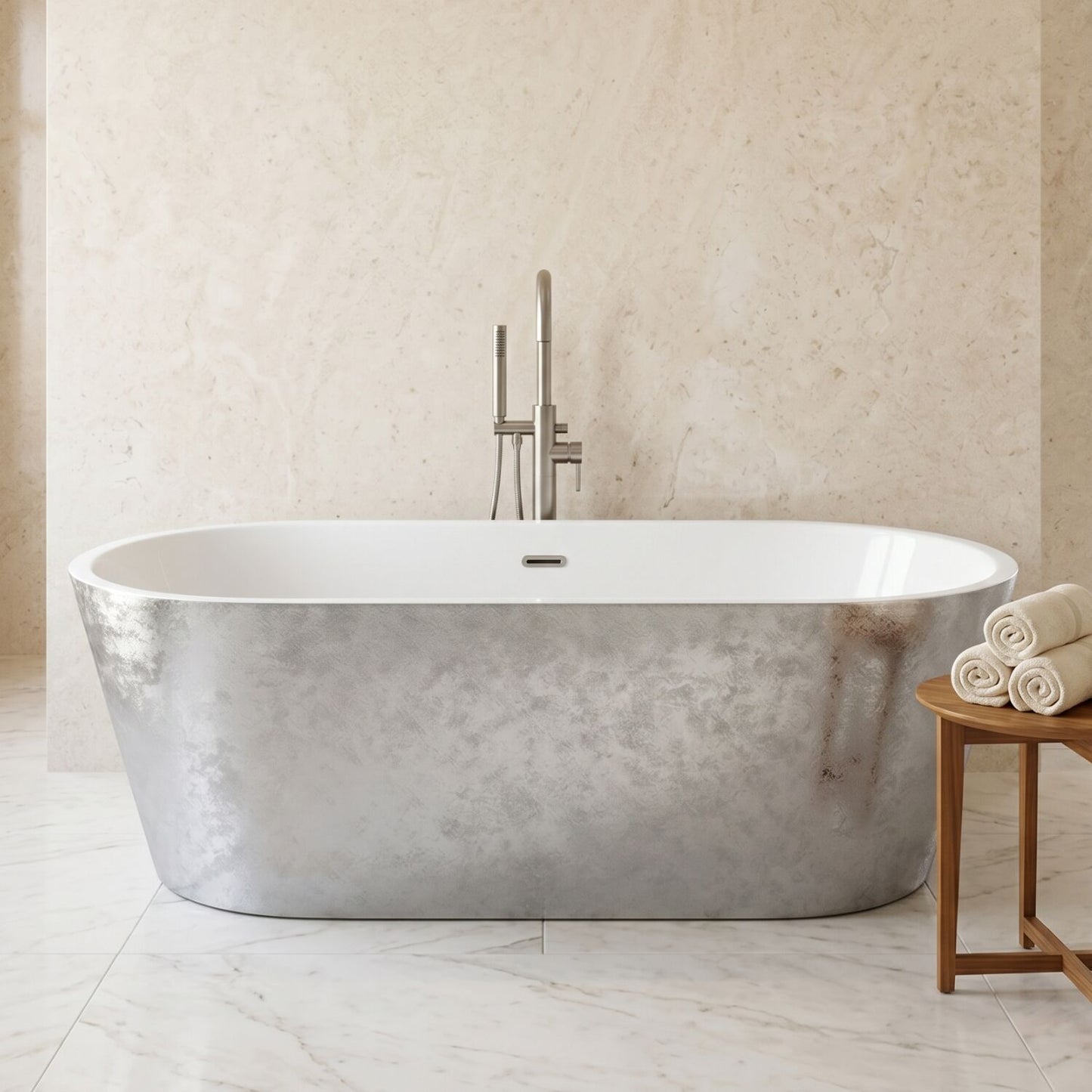 [BBEA102SV] Luxury Modern Freestanding Oval Bath - Choice of Finish & Size - Silo