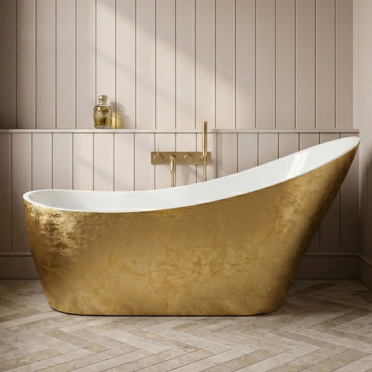 [BBEA106GO] Modern Bathroom Slipper Freestanding Bath, 1720 x 900 x 712mm, Gold - Silo