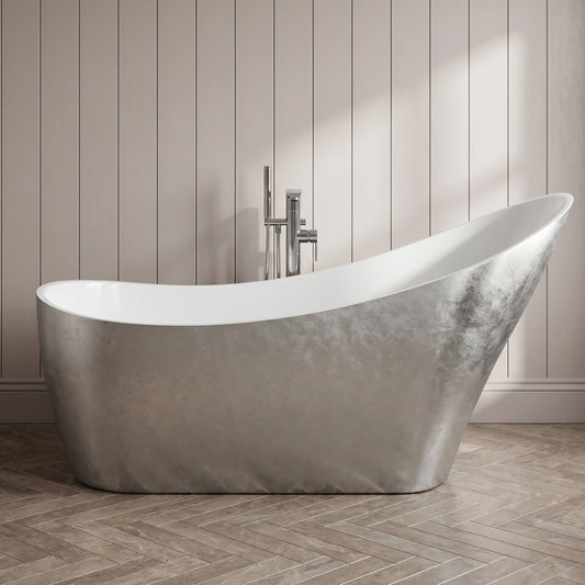 [BBEA106SV] Modern Bathroom Slipper Freestanding Bath, 1720 x 900 x 712mm, Silver - Silo