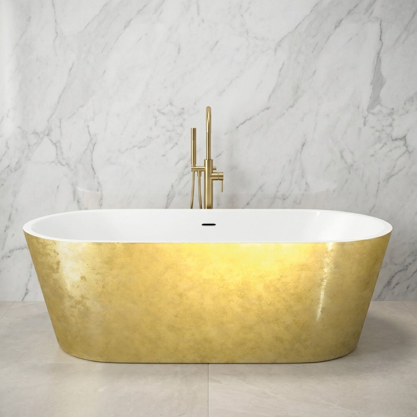 [BBFS101GO] Luxury Modern Freestanding Oval Bath - Choice of Finish & Size - Silo