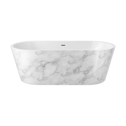 [BBFS102WM] Modern Oval Freestanding Double Ended Bath, White Marble Finish - Choice of Size - Cutout
