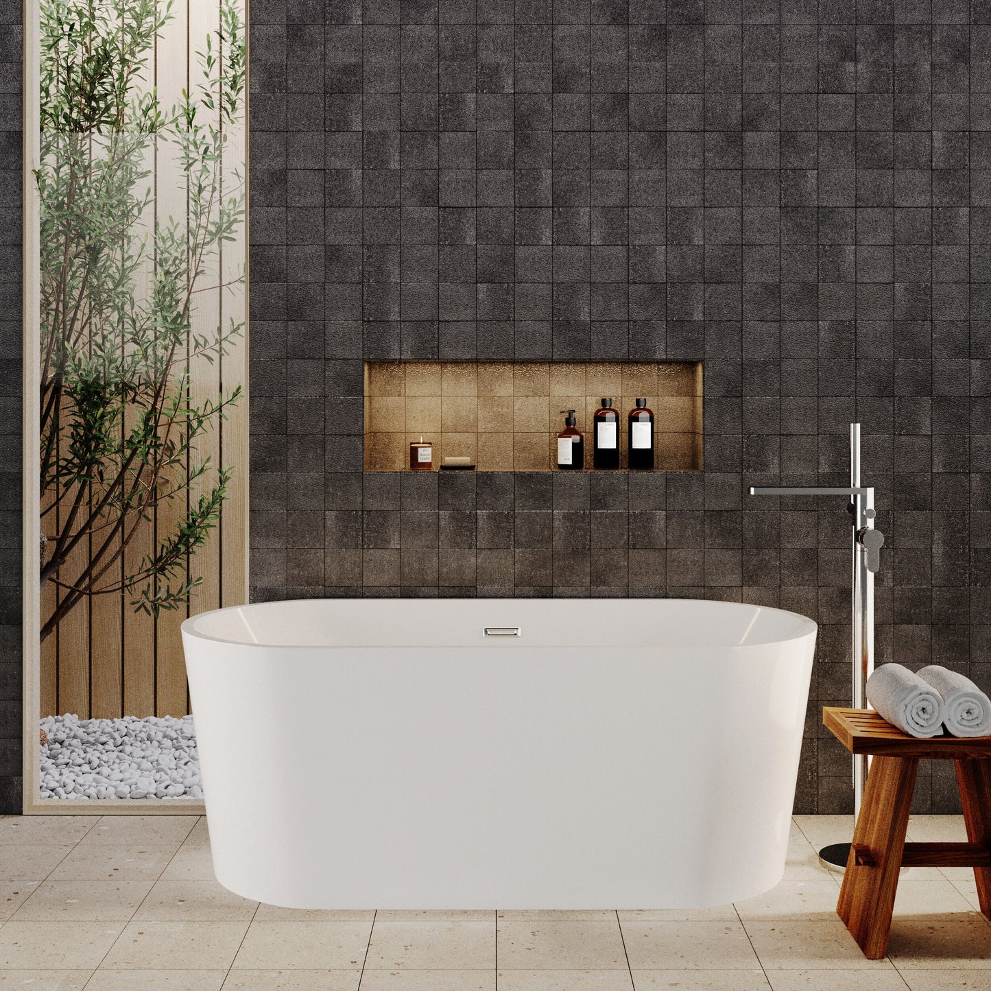 [BBFS150] Contemporary Oval Freestanding Double Ended Bath - Choice of Size - Lifestyle 1
