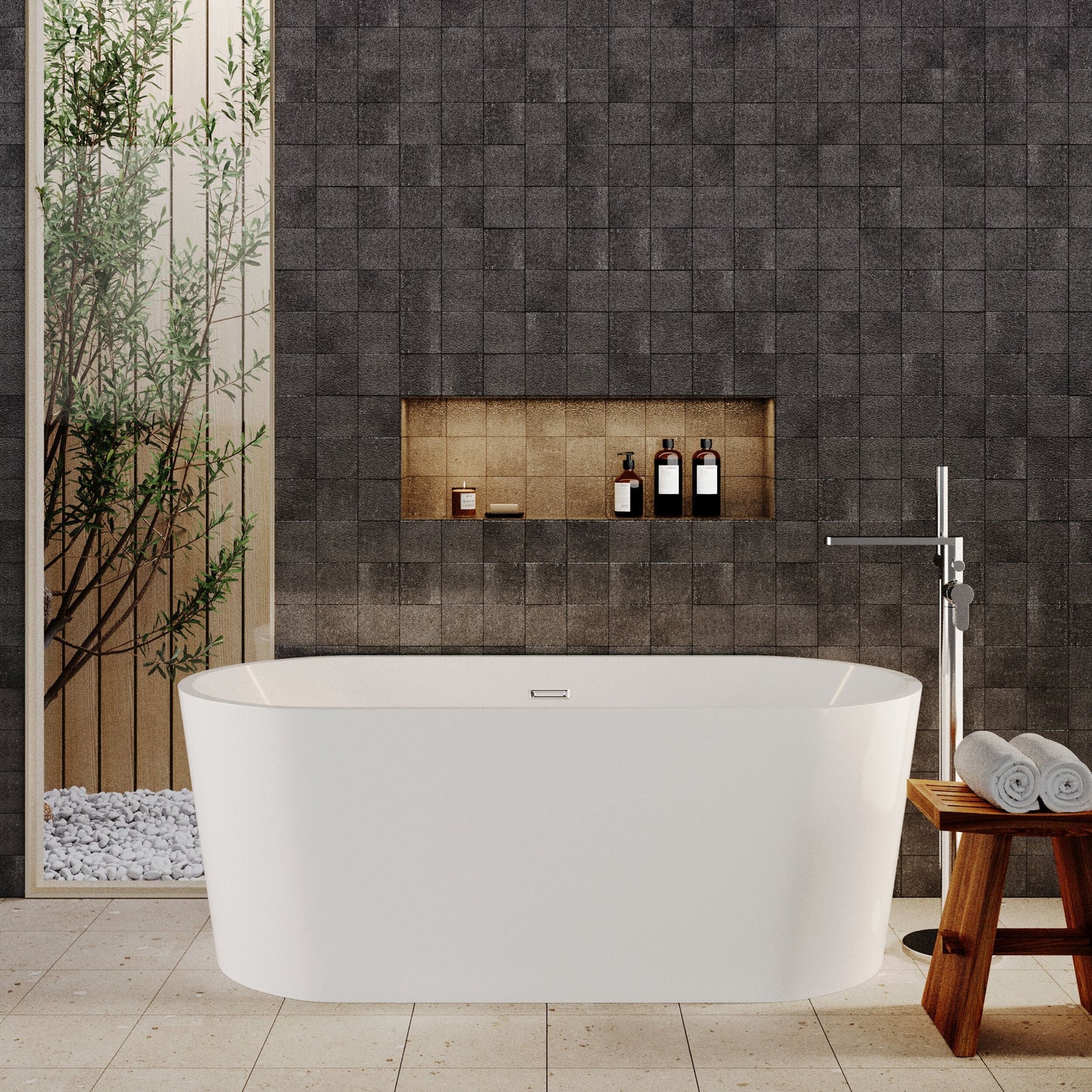 [BBFS151] Contemporary Oval Freestanding Double Ended Bath - Choice of Size - Lifestyle 1