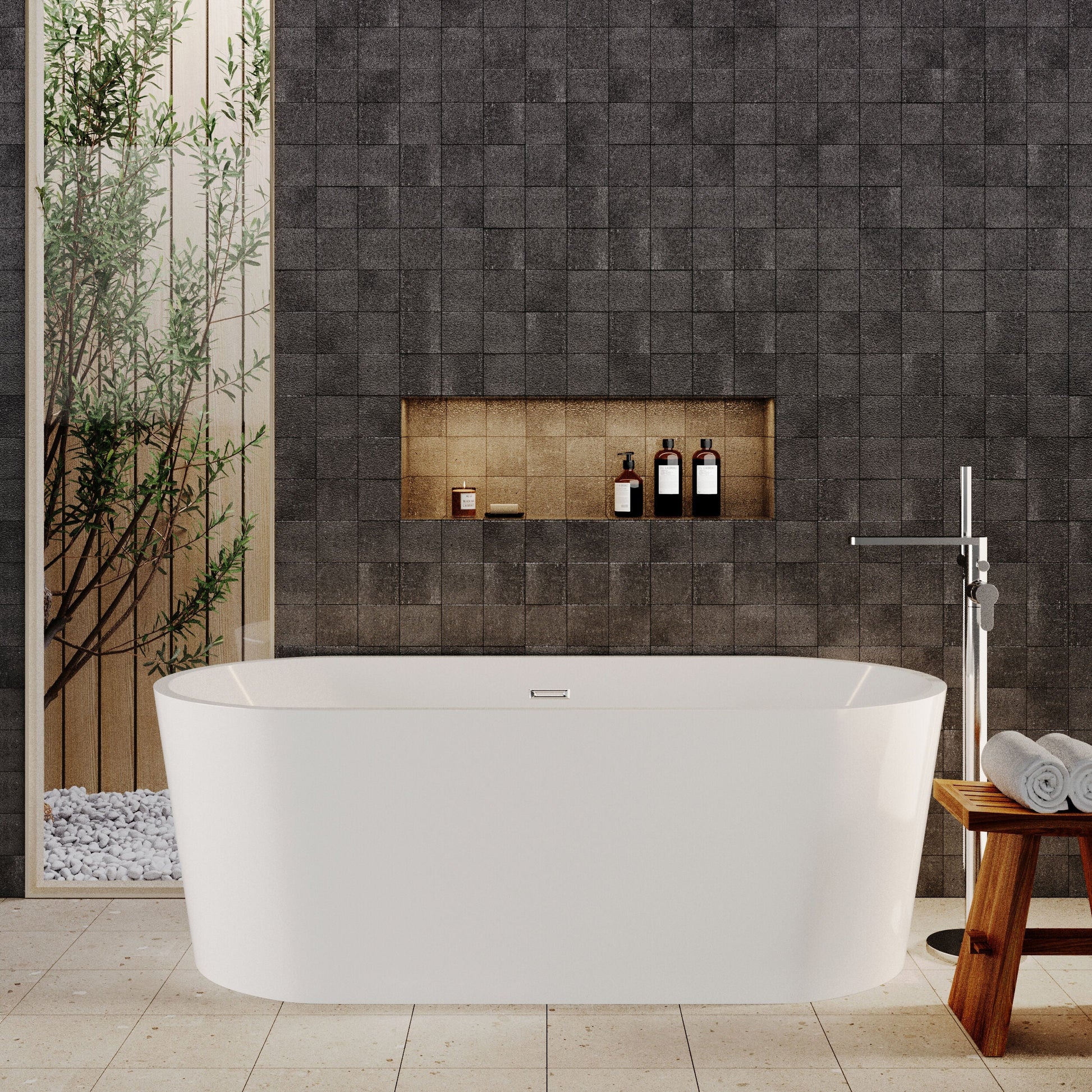 [BBFS152] Contemporary Oval Freestanding Double Ended Bath - Choice of Size - Lifestyle 1