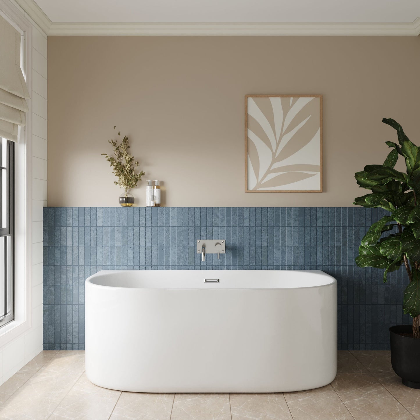 [BBFS154] Contemporary Back To Wall Freestanding Bath from Balterley - Modern Design in Multiple Sizes - Lifestyle 1