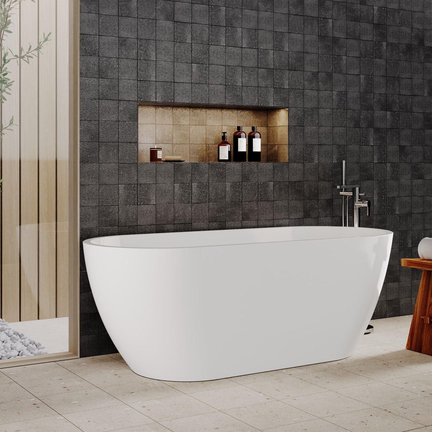 [BBFS157] Contemporary Oval Freestanding Bath with Waste, Double Ended - Choice of Size - Lifestyle 3