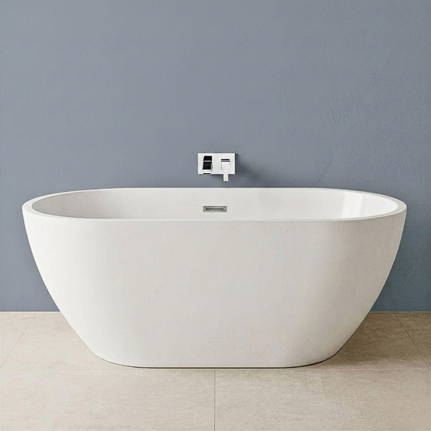 [BBFS157] Contemporary Oval Freestanding Bath with Waste, Double Ended - Choice of Size - Silo