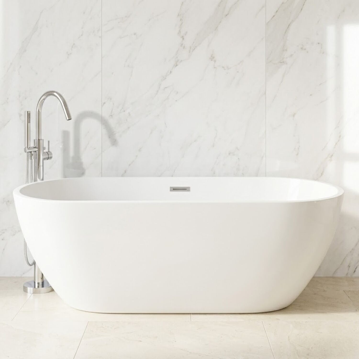[BBFS159] Contemporary Oval Freestanding Bath with Waste, Double Ended - Choice of Size - Silo