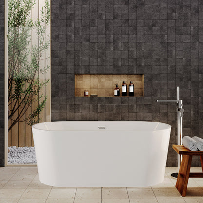 [BBFS160] Contemporary Rounded Rectangular Freestanding Bath with Waste - Choice of Size - Lifestyle 1