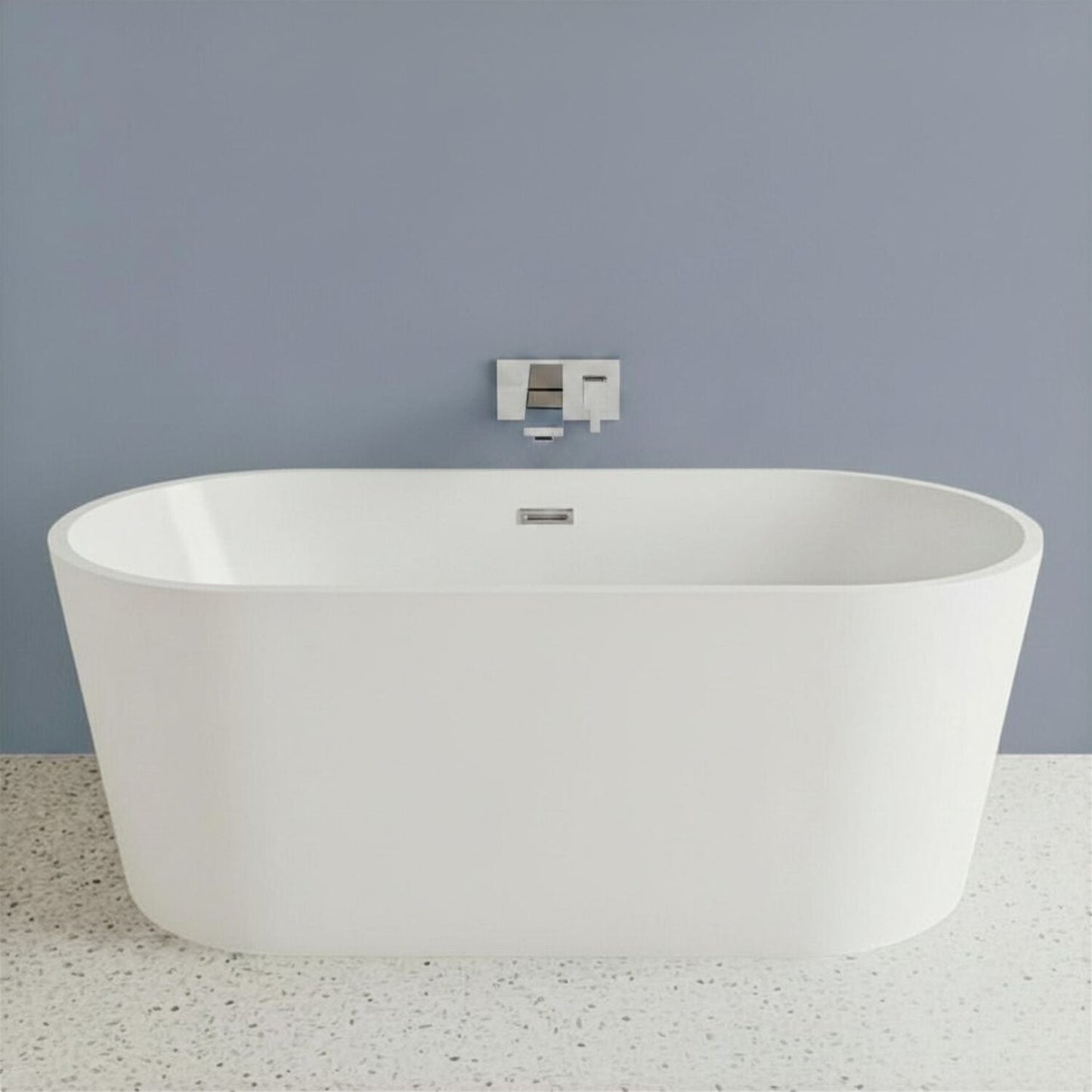 [BBFS160] Contemporary Rounded Rectangular Freestanding Bath with Waste - Choice of Size - Silo