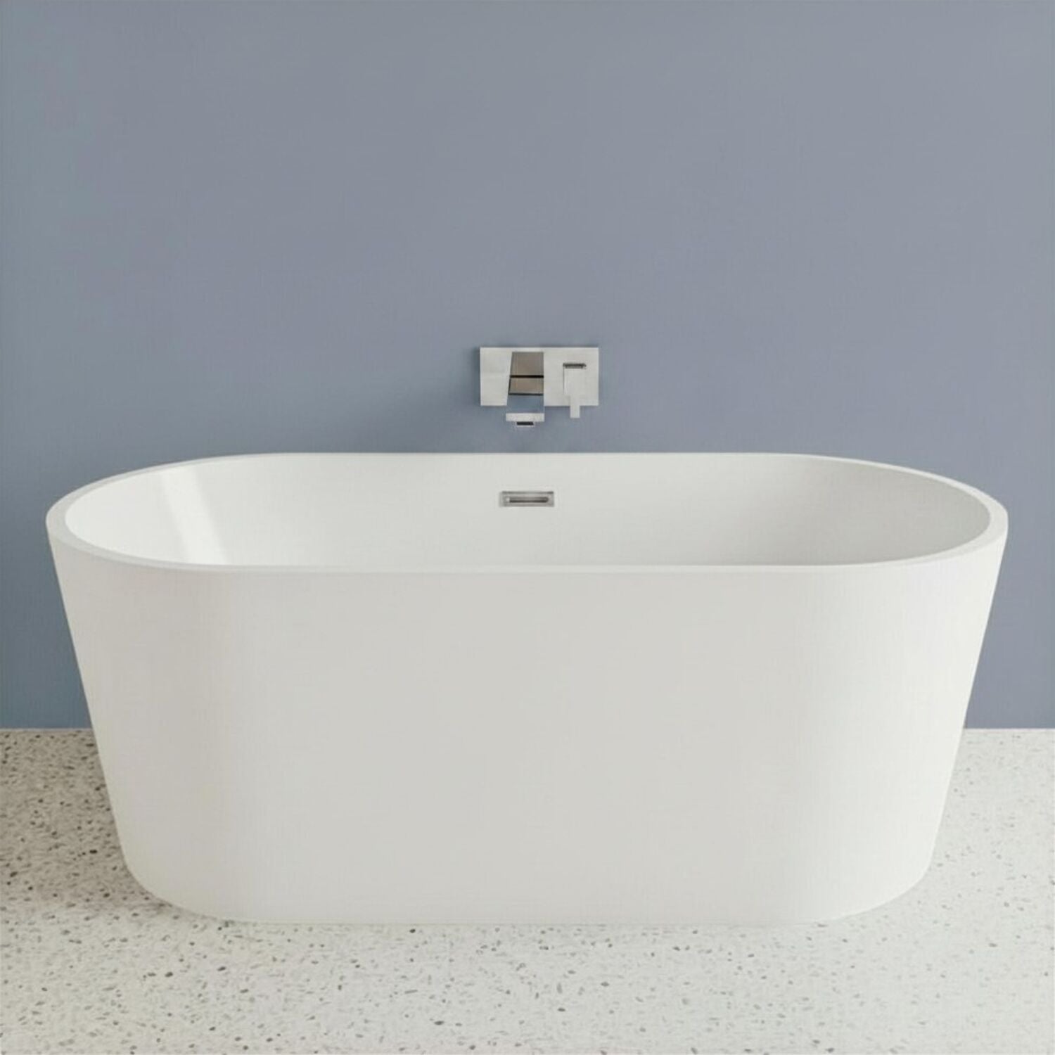 [BBFS160] Contemporary Rounded Rectangular Freestanding Bath with Waste - Choice of Size - Silo