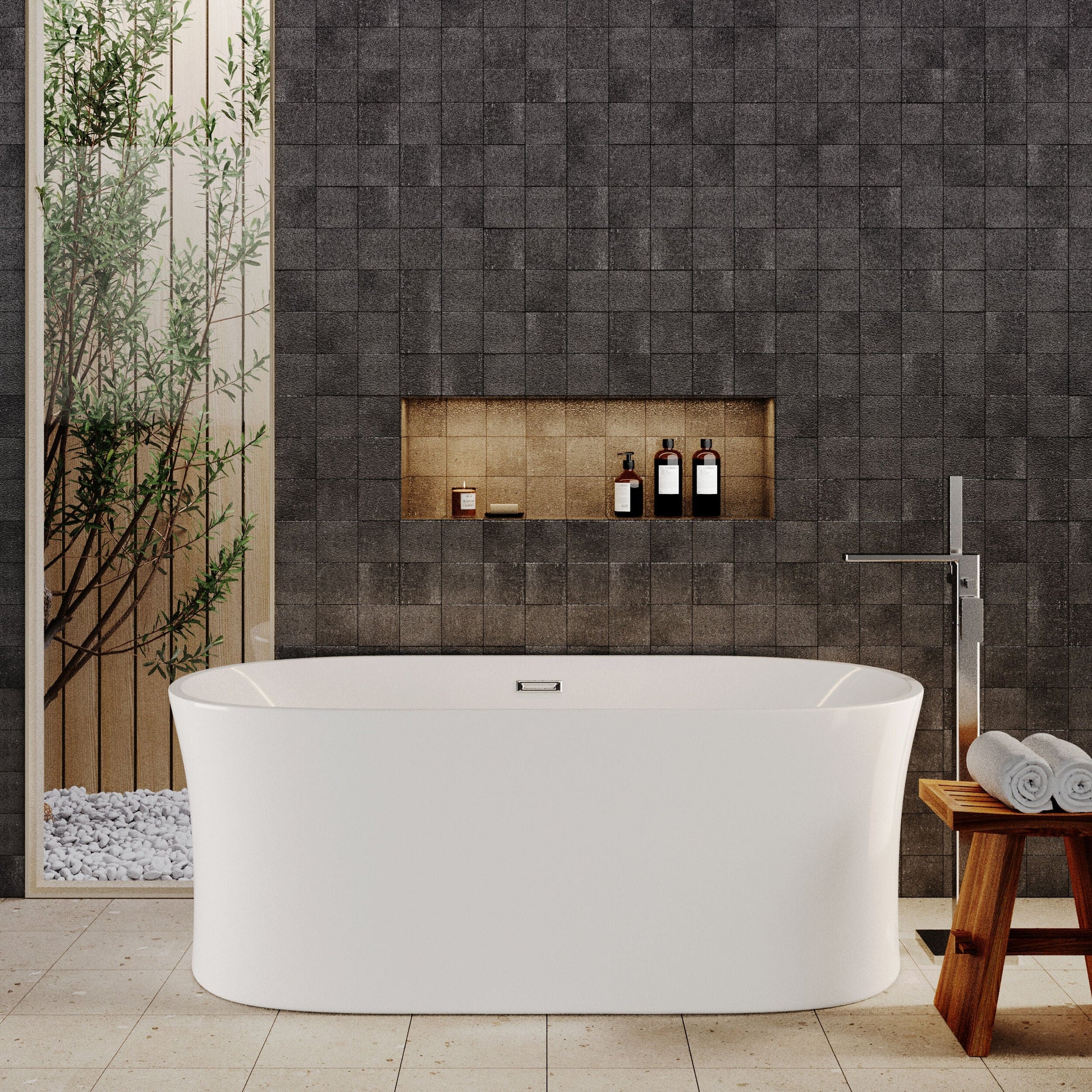 [BBFS163] Contemporary White Curved Freestanding Bath - Choice of Size - Lifestyle 1